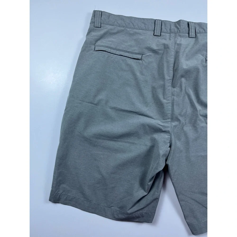 Peter Millar Mens Grey Performance Preppy Golf Shorts Size 38 Flat Front Stretch